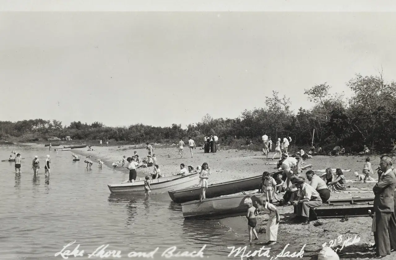 Lake shore and beach, about 1940s